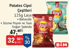 LAYS PATATES CİPSİ ÇEŞİTLERİ 125 G